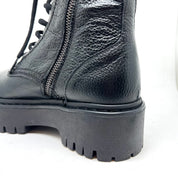 Anfibio Donna Nero Platform in Pelle Martellata - Combat Chunky con Zeppa Alta
