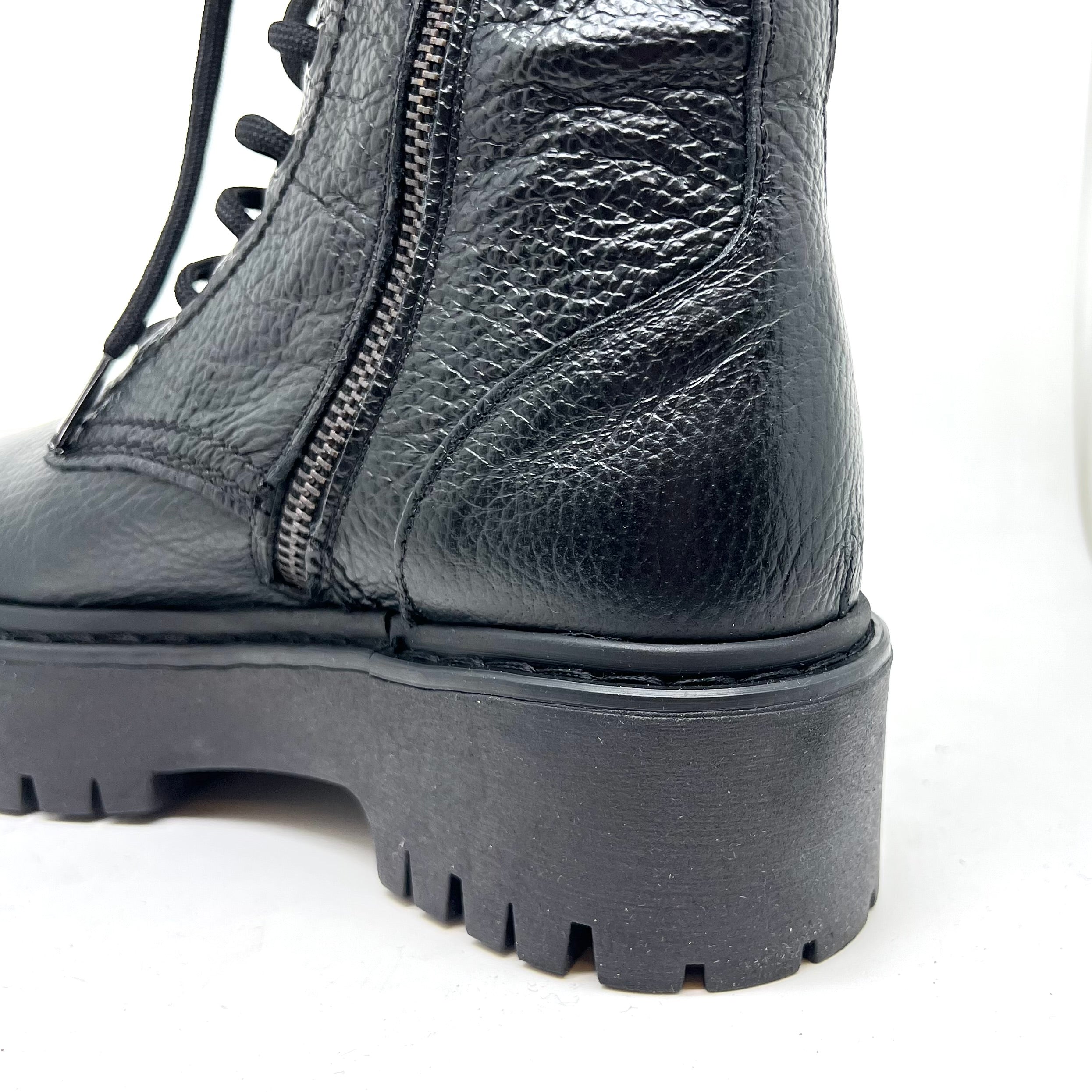 Anfibio Donna Nero Platform in Pelle Martellata - Combat Chunky con Zeppa Alta