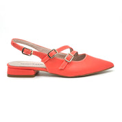 Slingback corallo tacco basso