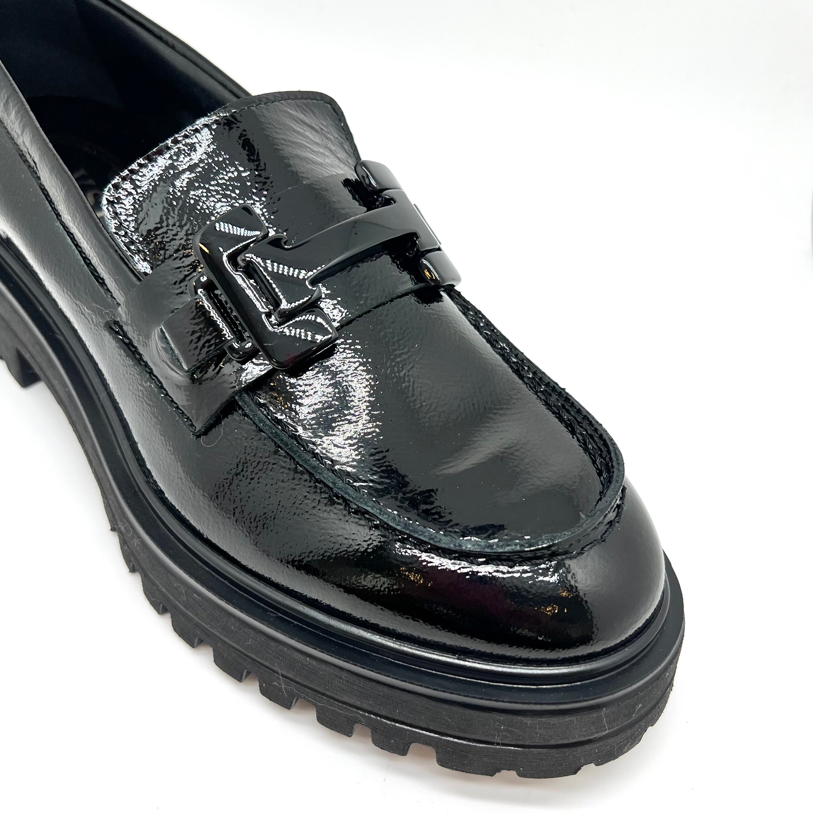Mocassino pelle nero vernice
