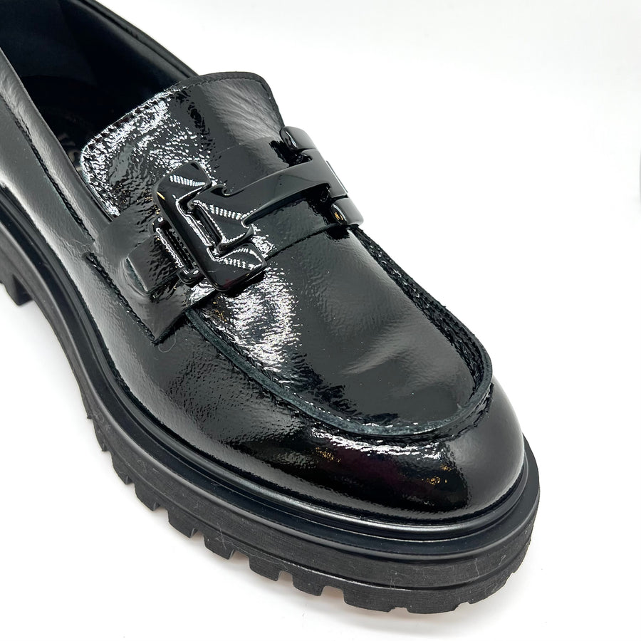 Mocassino pelle nero vernice