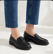 Mocassino donna in vera pelle nera Manuela