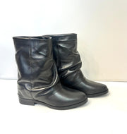 Stivaletto pelle nero zeppa