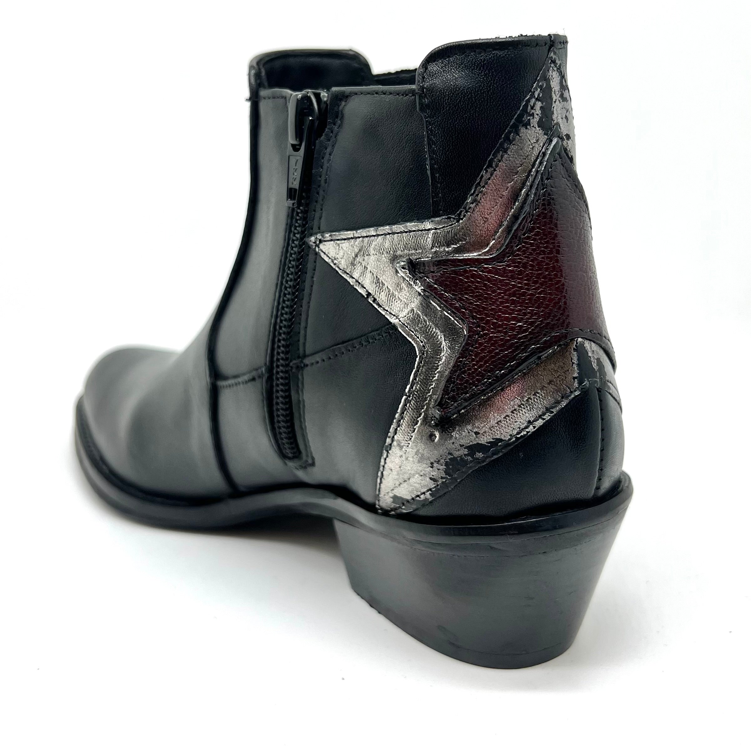 Tronchetto Star nero pelle vintage