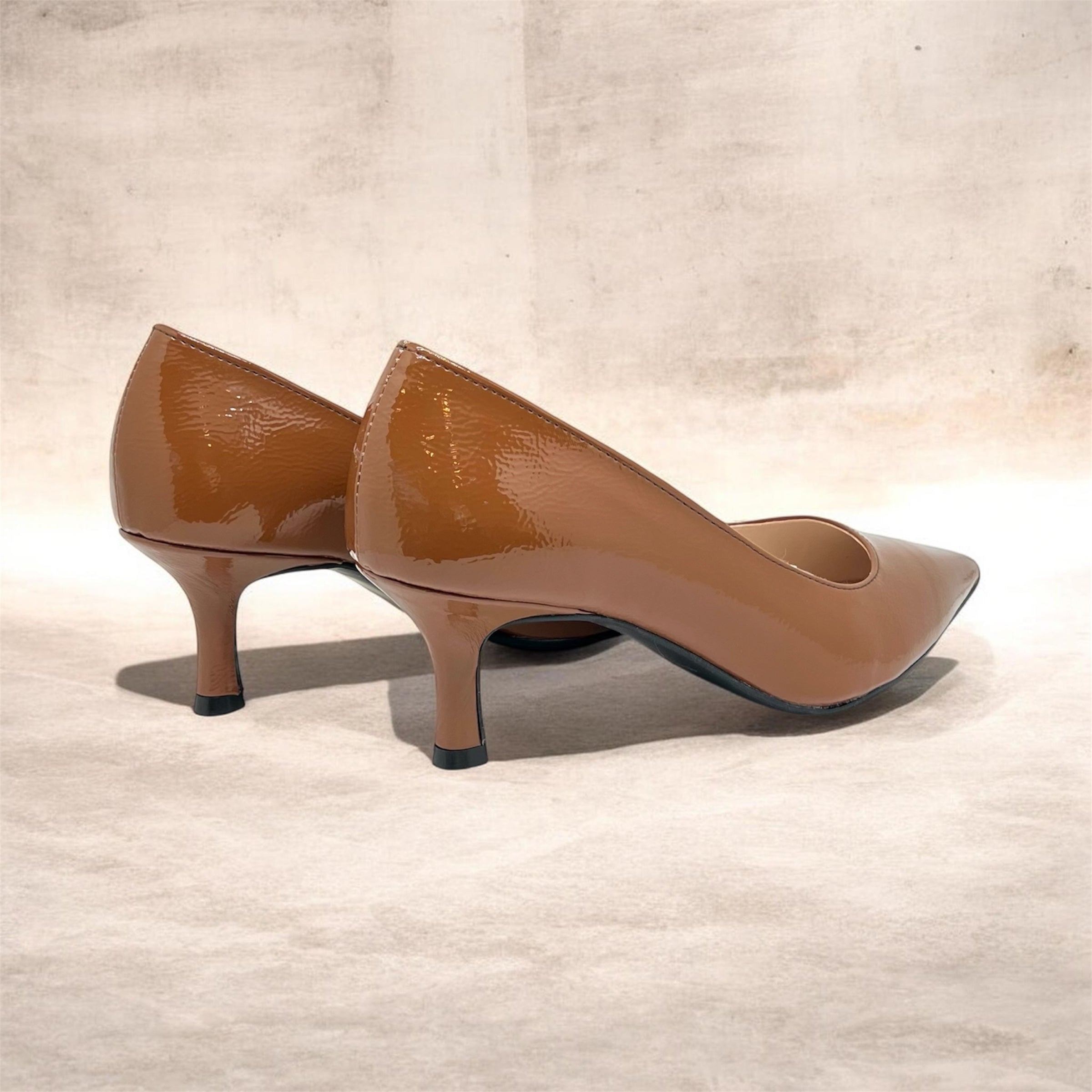 Décolleté vernice cuoio tacco 50 Gaia