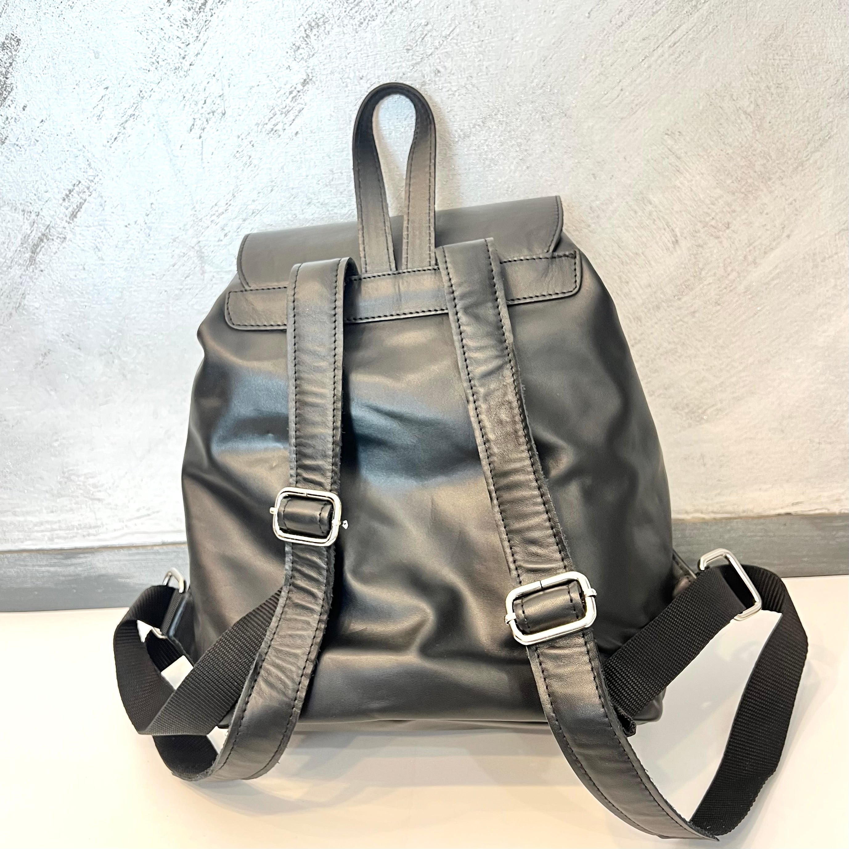 Zaino in pelle nero made in Italy