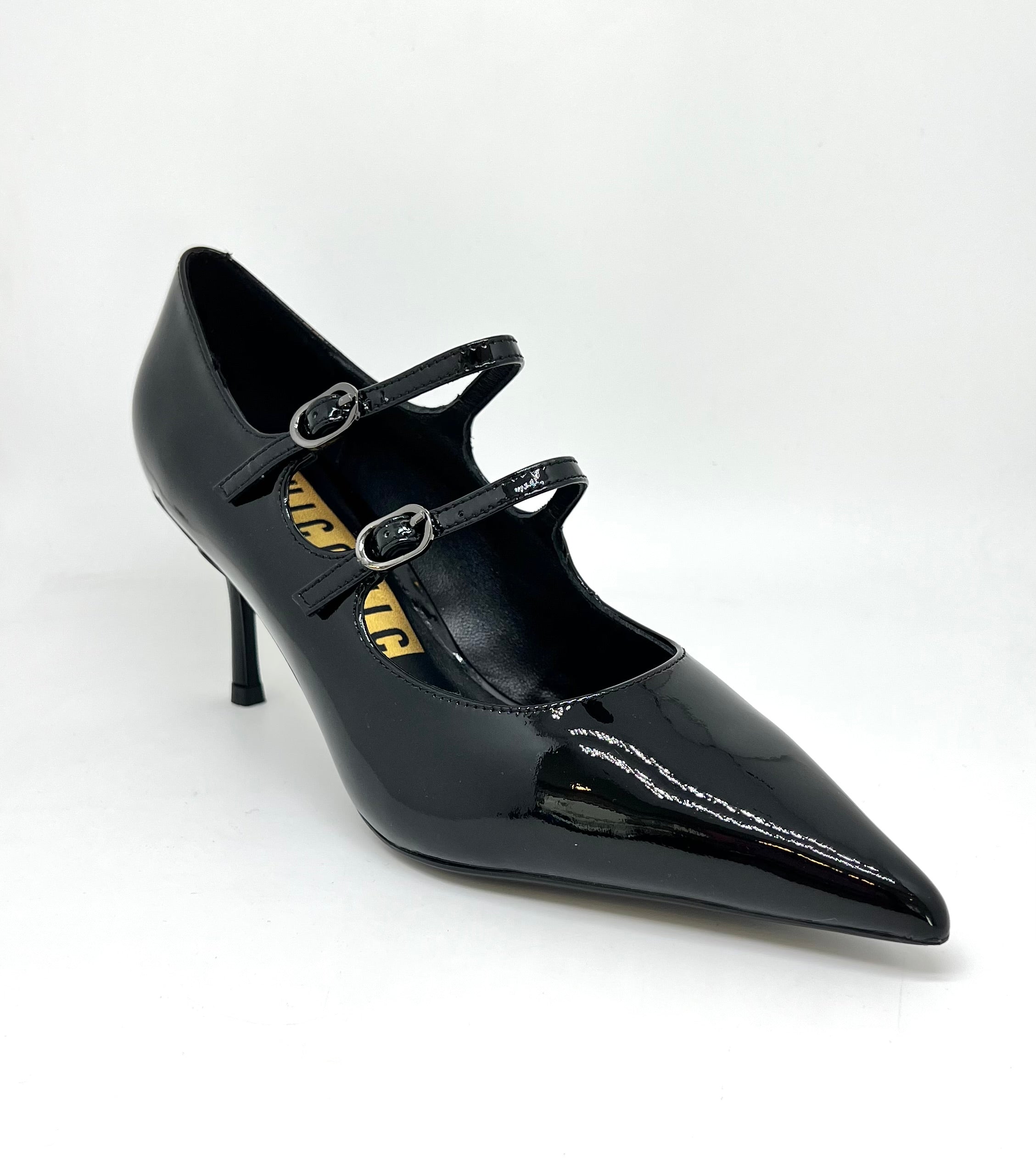 Décolleté cinturini vernice nero