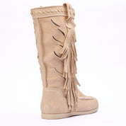 Stivale camoscio beige