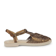 Sandalo intreccio pelle bronzo