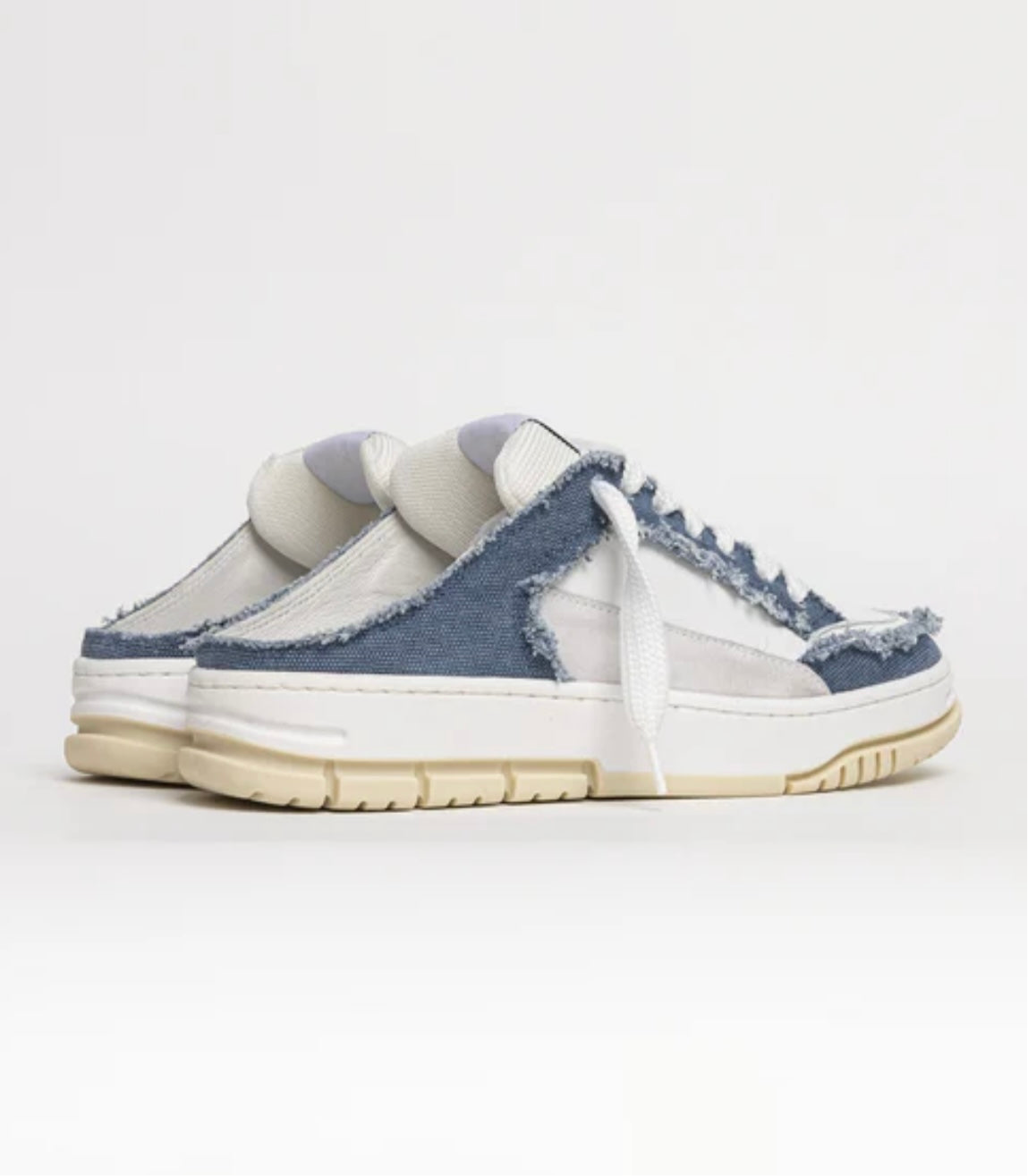Leather and fabric sabot sneakers