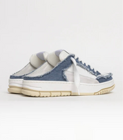 Leather and fabric sabot sneakers