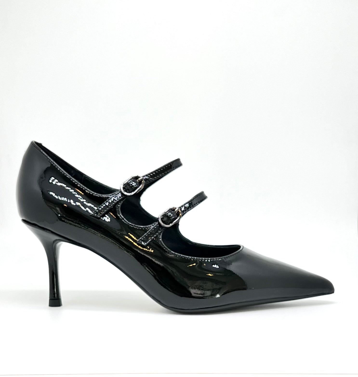 Décolleté cinturini vernice nero