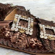 Sandalo pelle doppia fascia bronzo