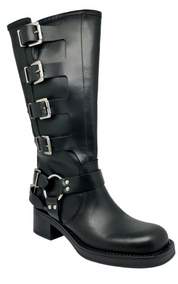 Bottes motardes en cuir fabriquées en Italie