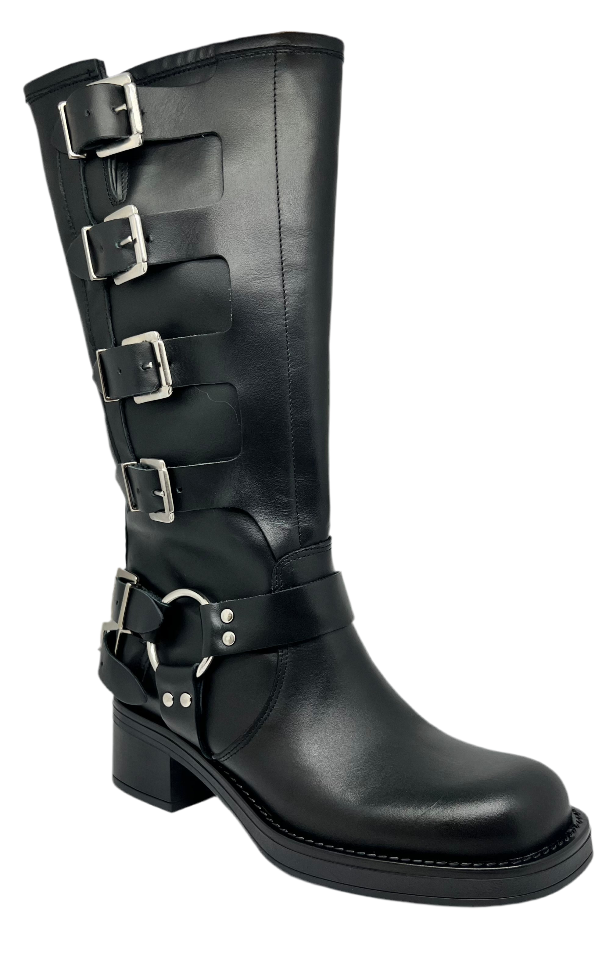 Bottes motardes en cuir fabriquées en Italie