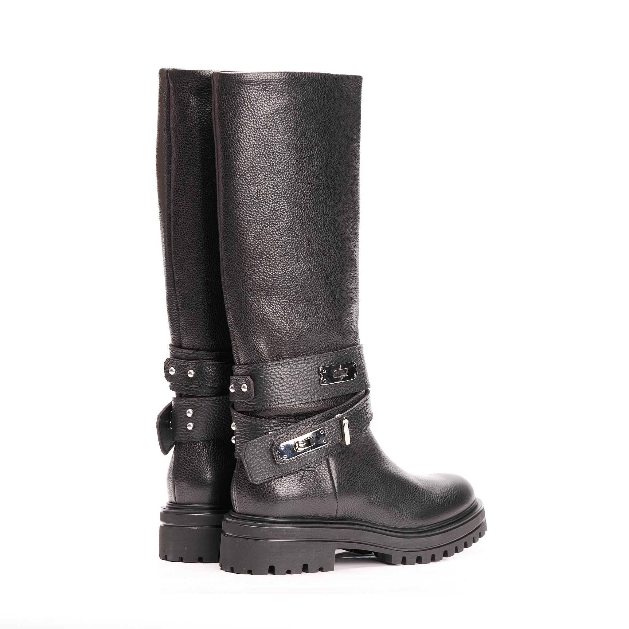 Biker alto pelle nera Kelly