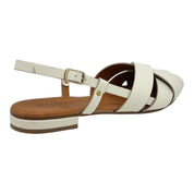 Sandalo pelle intreccio latte