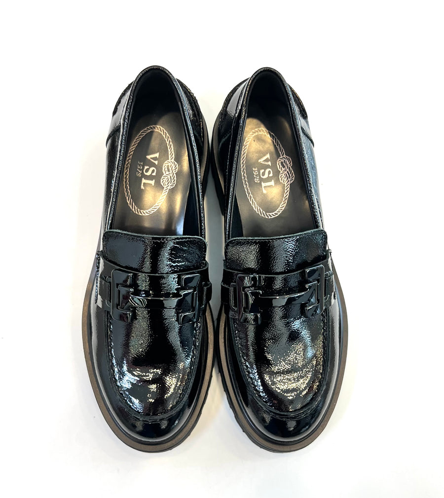 Mocassino pelle nero vernice