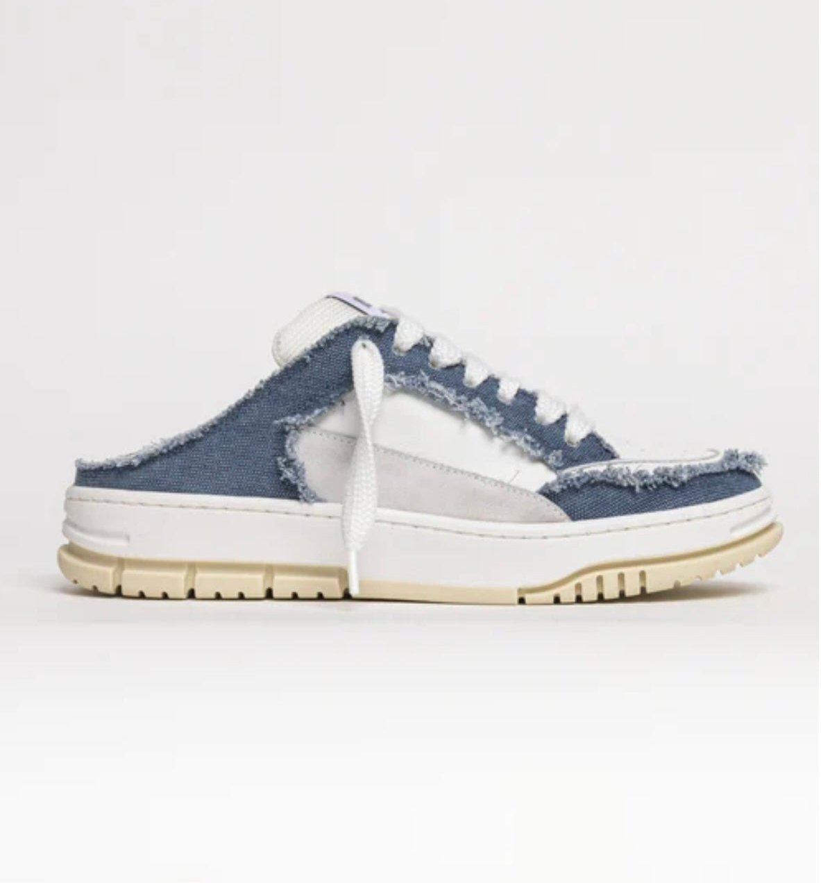 Leather and fabric sabot sneakers