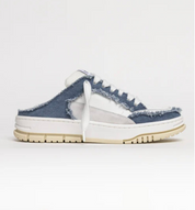 Leather and fabric sabot sneakers
