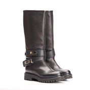 Biker alto pelle nera Kelly