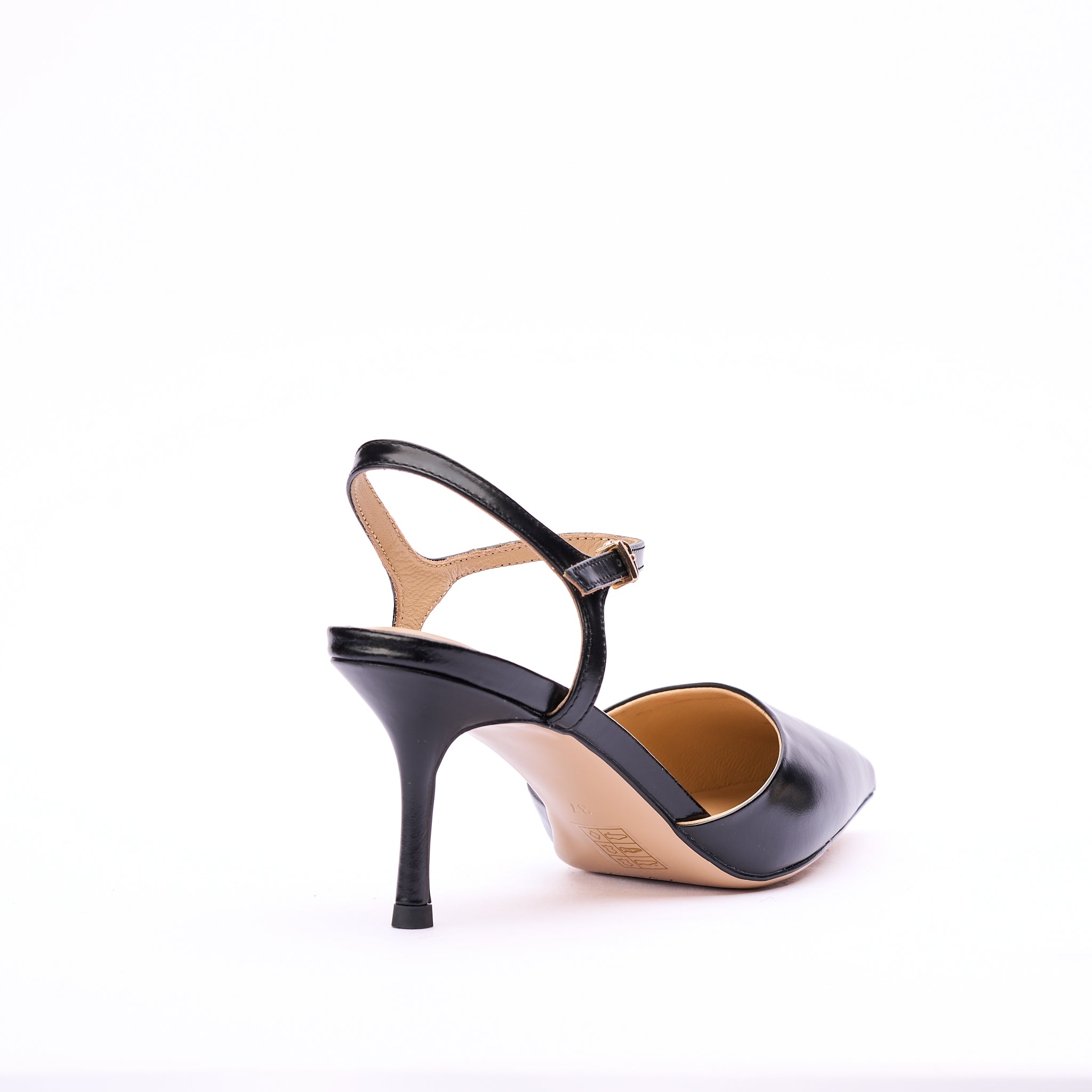 Décolleté pelle nero tacco 70