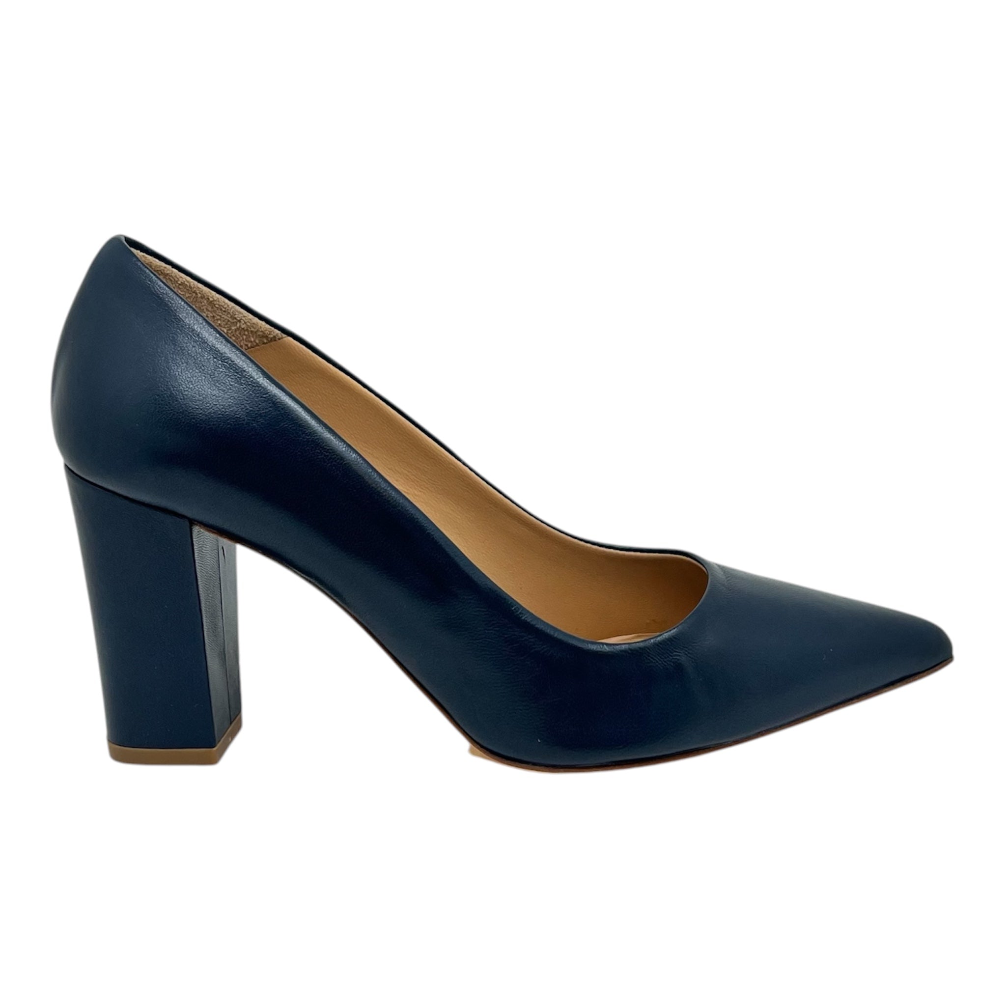 Décolleté pelle blu made in Italy