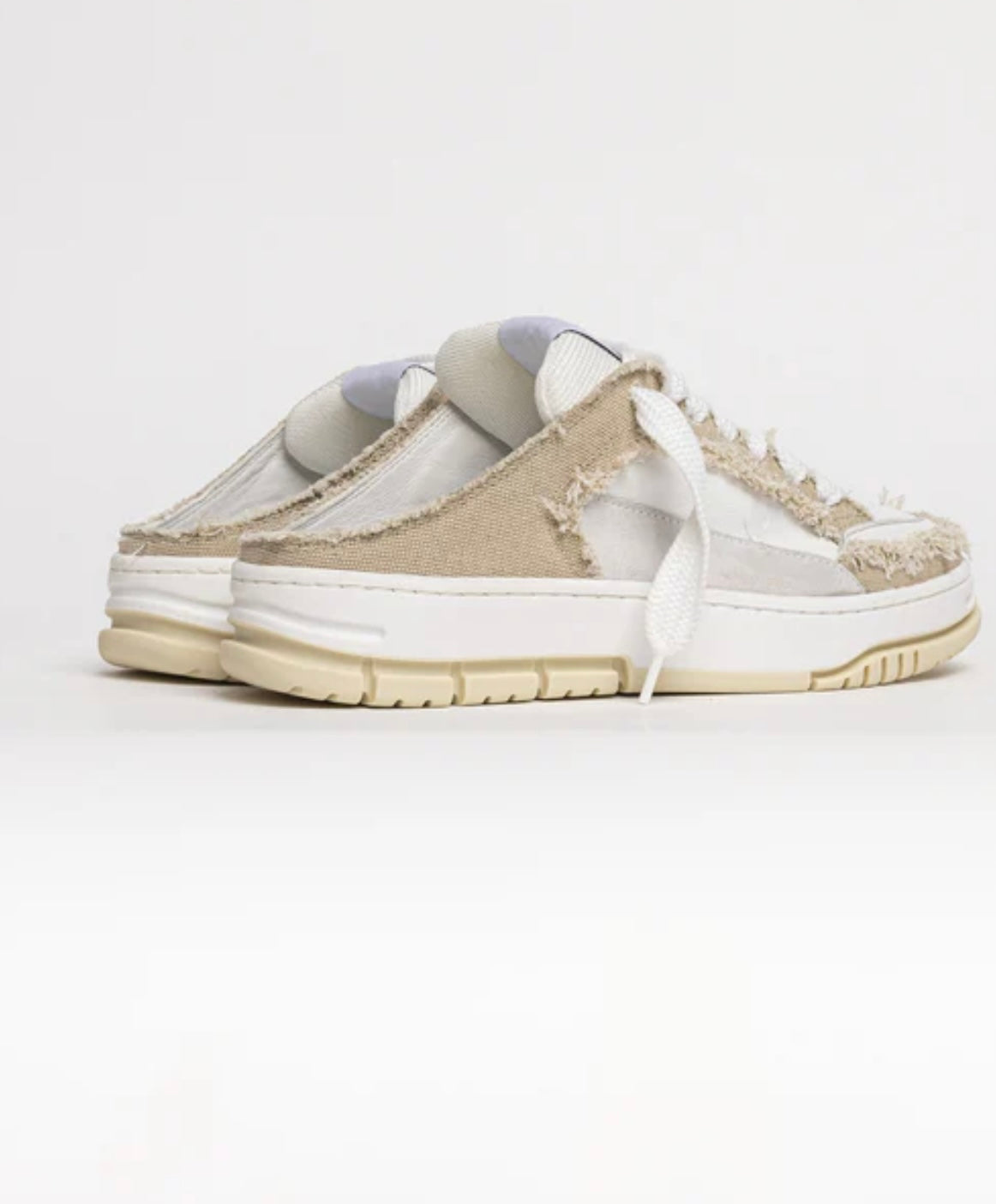 Leather and fabric sabot sneakers