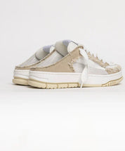 Leather and fabric sabot sneakers