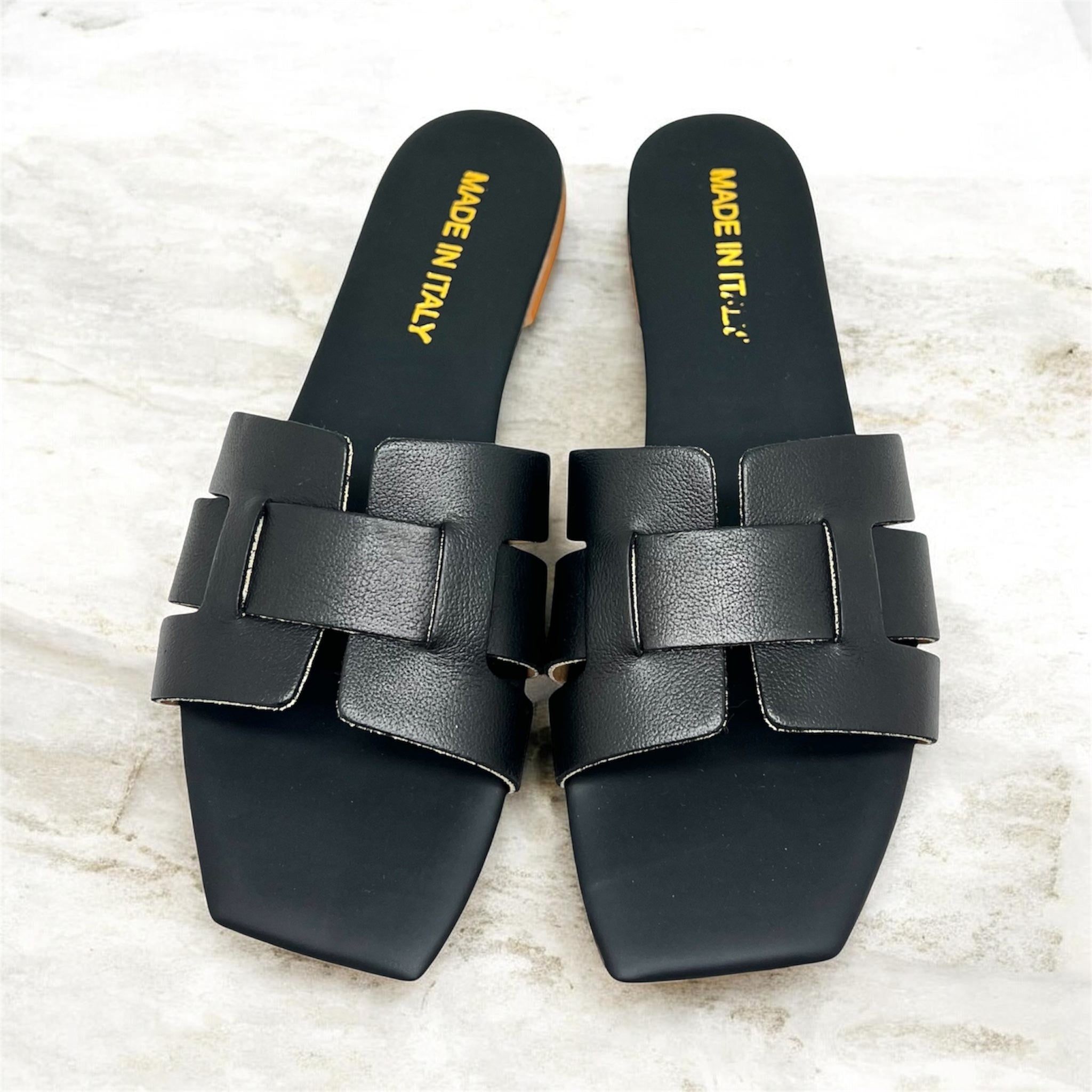 Ciabattina pelle nera made in Italy Kim