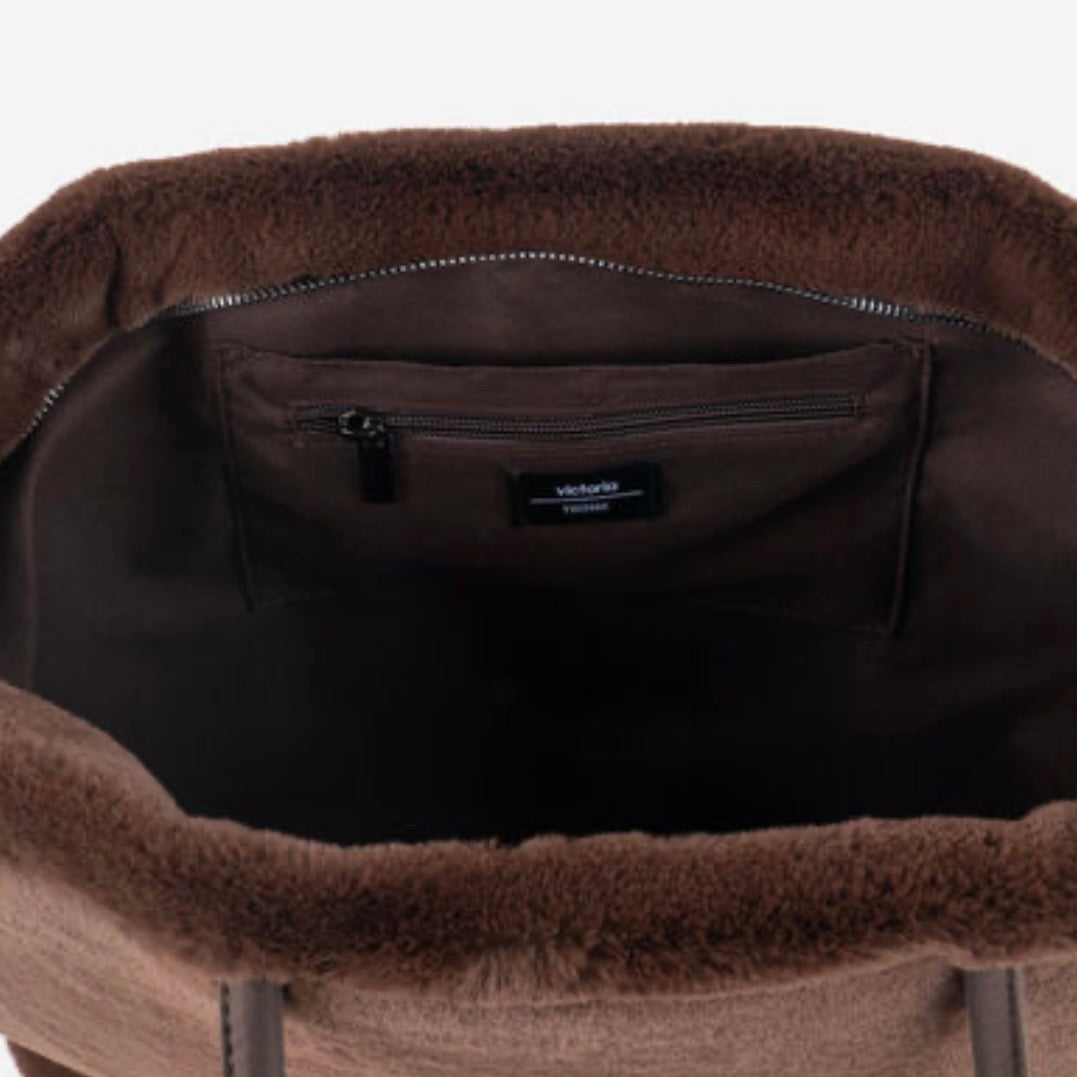 Borsa in eco pelliccia moro Victoria