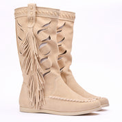 Stivale camoscio beige
