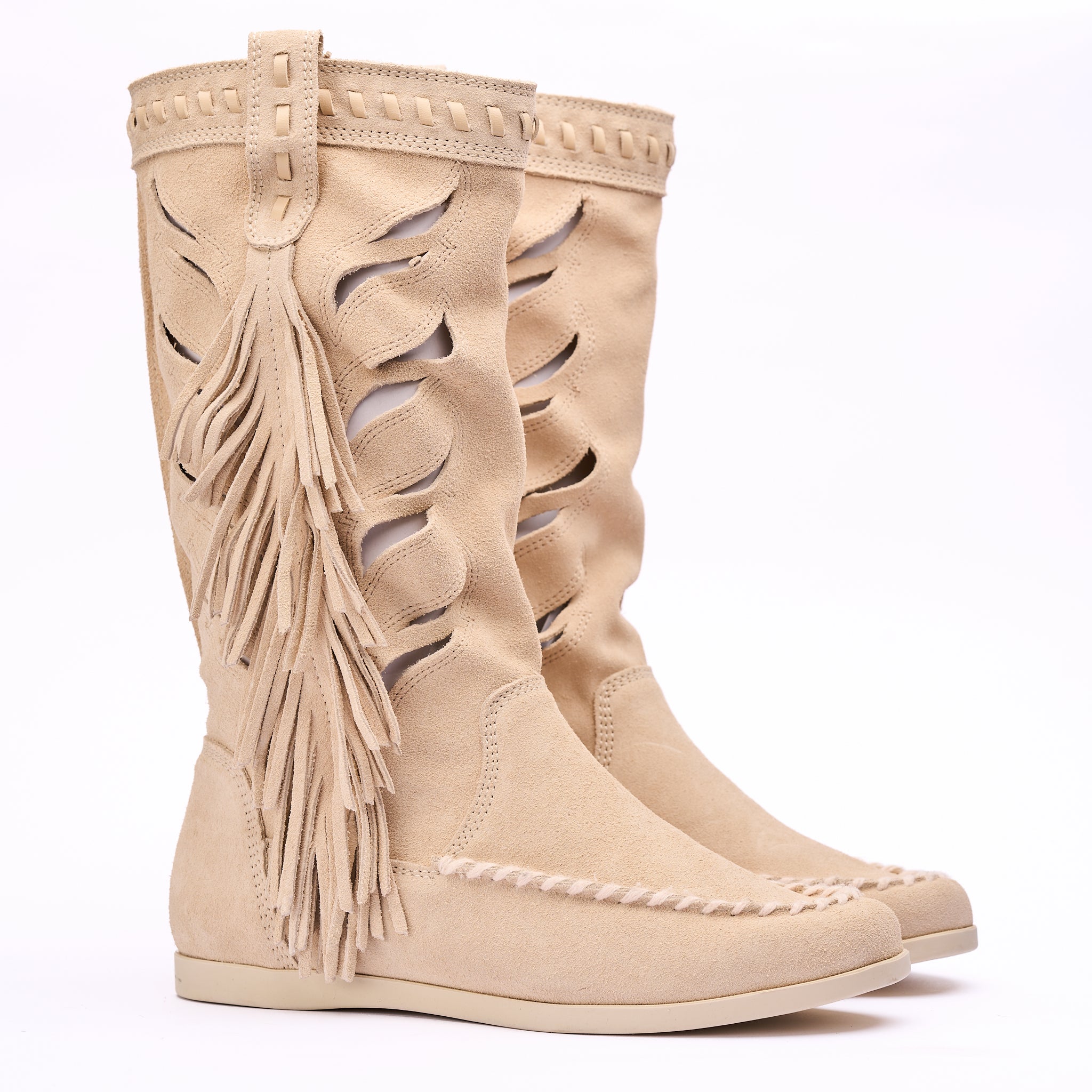 Stivale camoscio beige