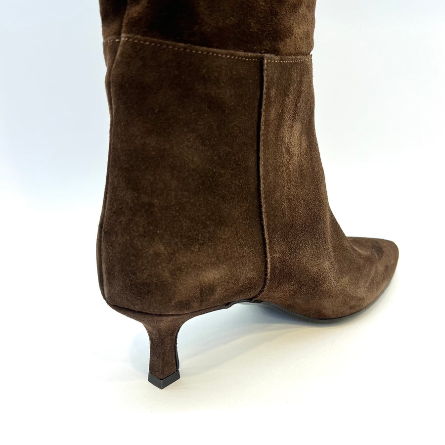 Stivale camoscio moro tacco 5 cm