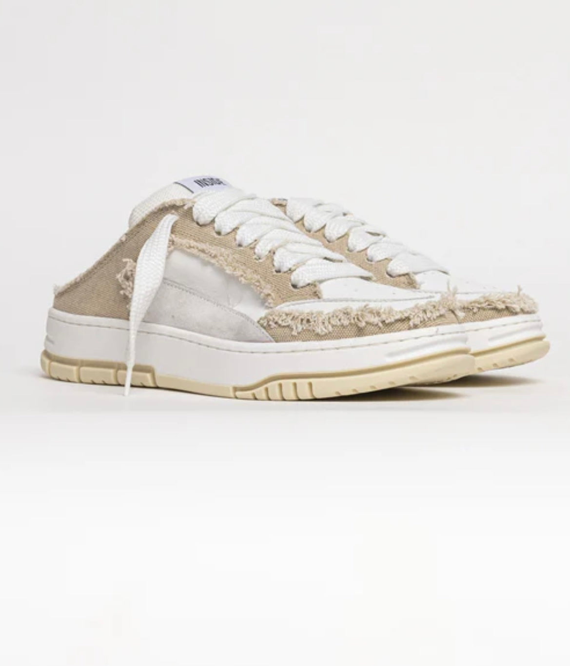 Leather and fabric sabot sneakers