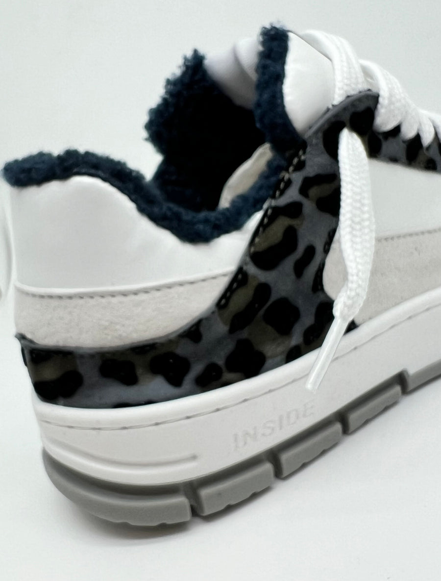 Sneaker Inside pelle bianca e dettaglio animalier grigio