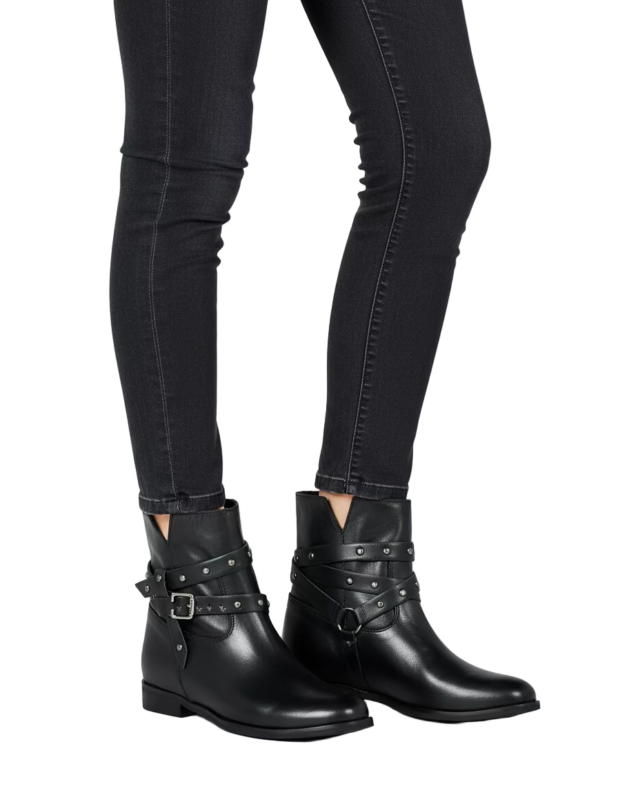 Stivaletto in pelle made in Italy con rialzo
