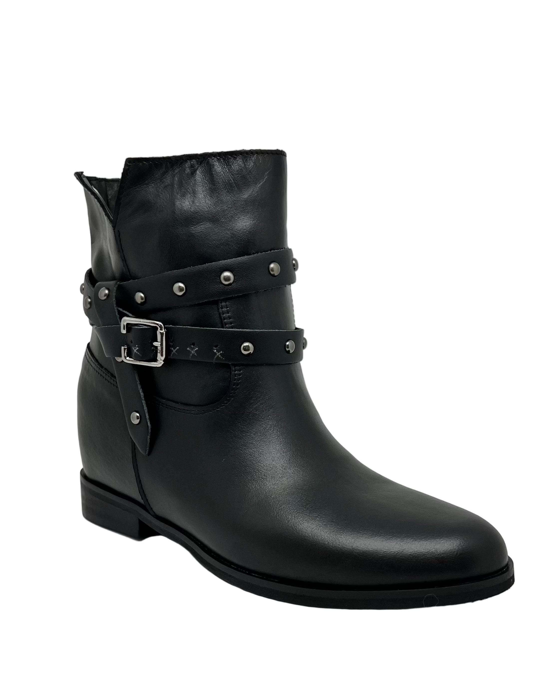 Stivaletto in pelle made in Italy con rialzo