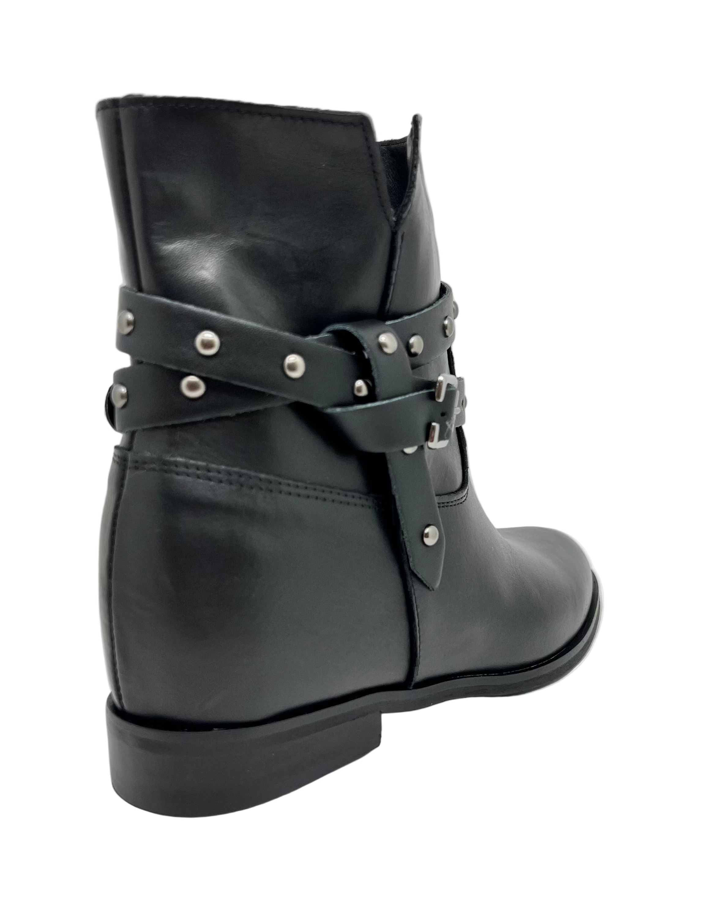 Stivaletto in pelle made in Italy con rialzo