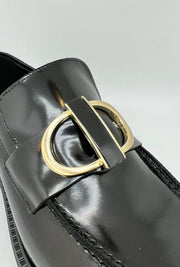 Mocassino VSL nero Gold Buckle