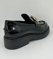 Mocassino VSL nero Gold Buckle