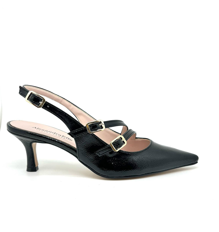 Slingback vernice nera