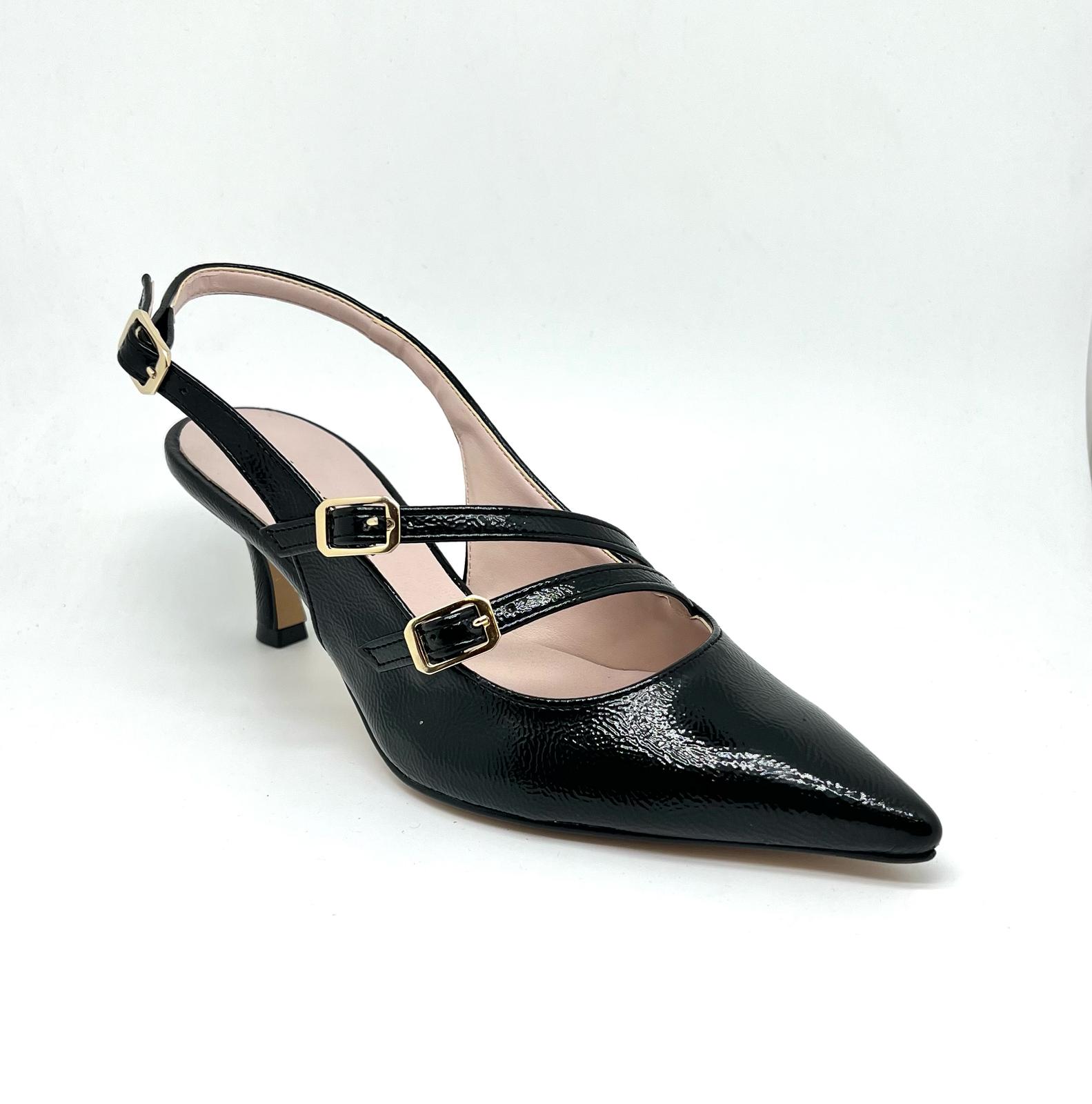 Slingback vernice nera