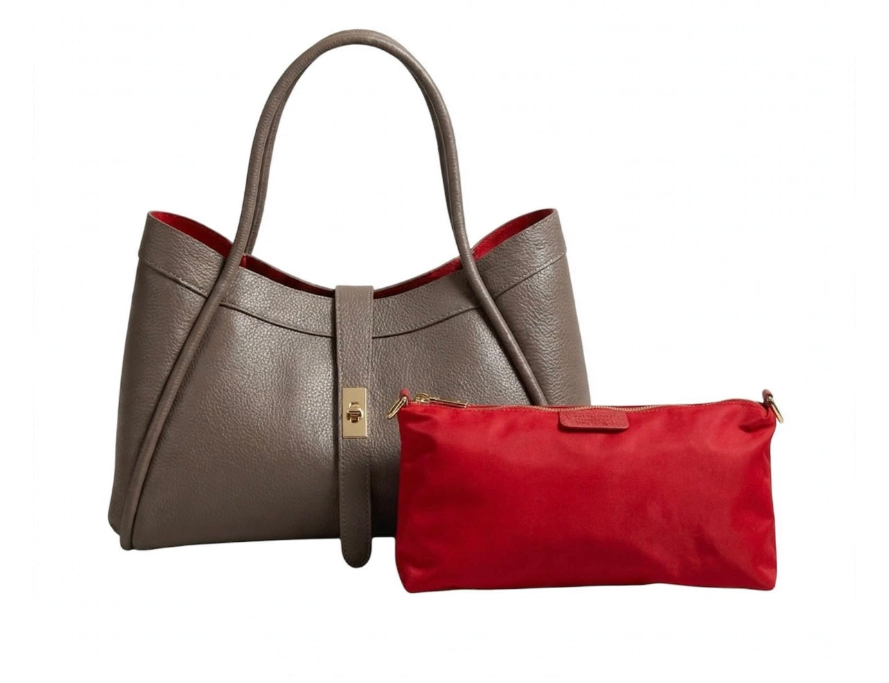Borsa a Spalla in Vera Pelle Martellata Taupe Alexandraeffe