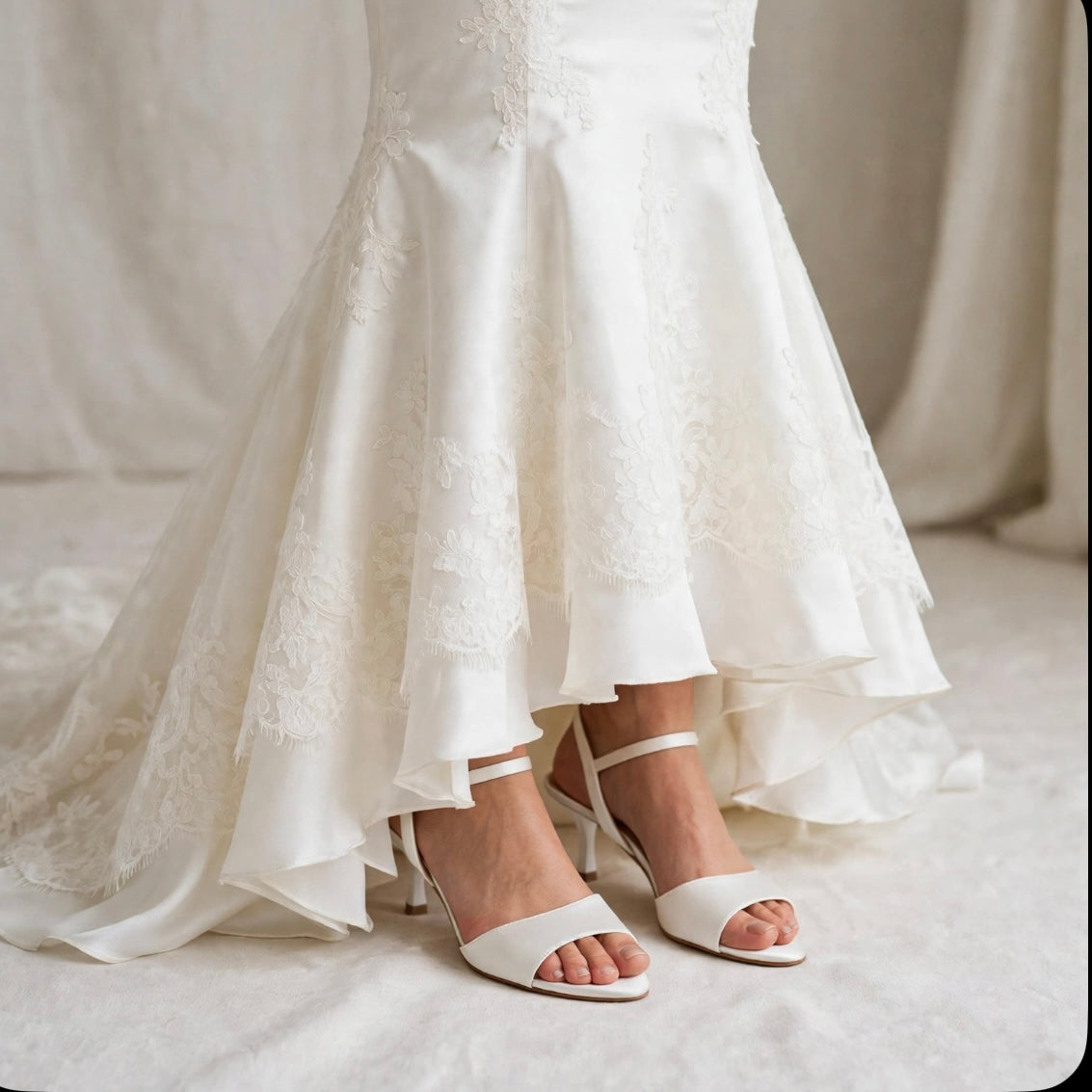 Sandalo sposa raso bianco seta tacco 50 Lilly
