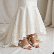 Sandalo sposa raso bianco seta tacco 50 Lilly