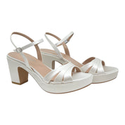 Sandali Sposa Luisa in Raso Bianco seta con Plateau e Tacco Largo - Eleganza e Comfort per il Giorno del Sì