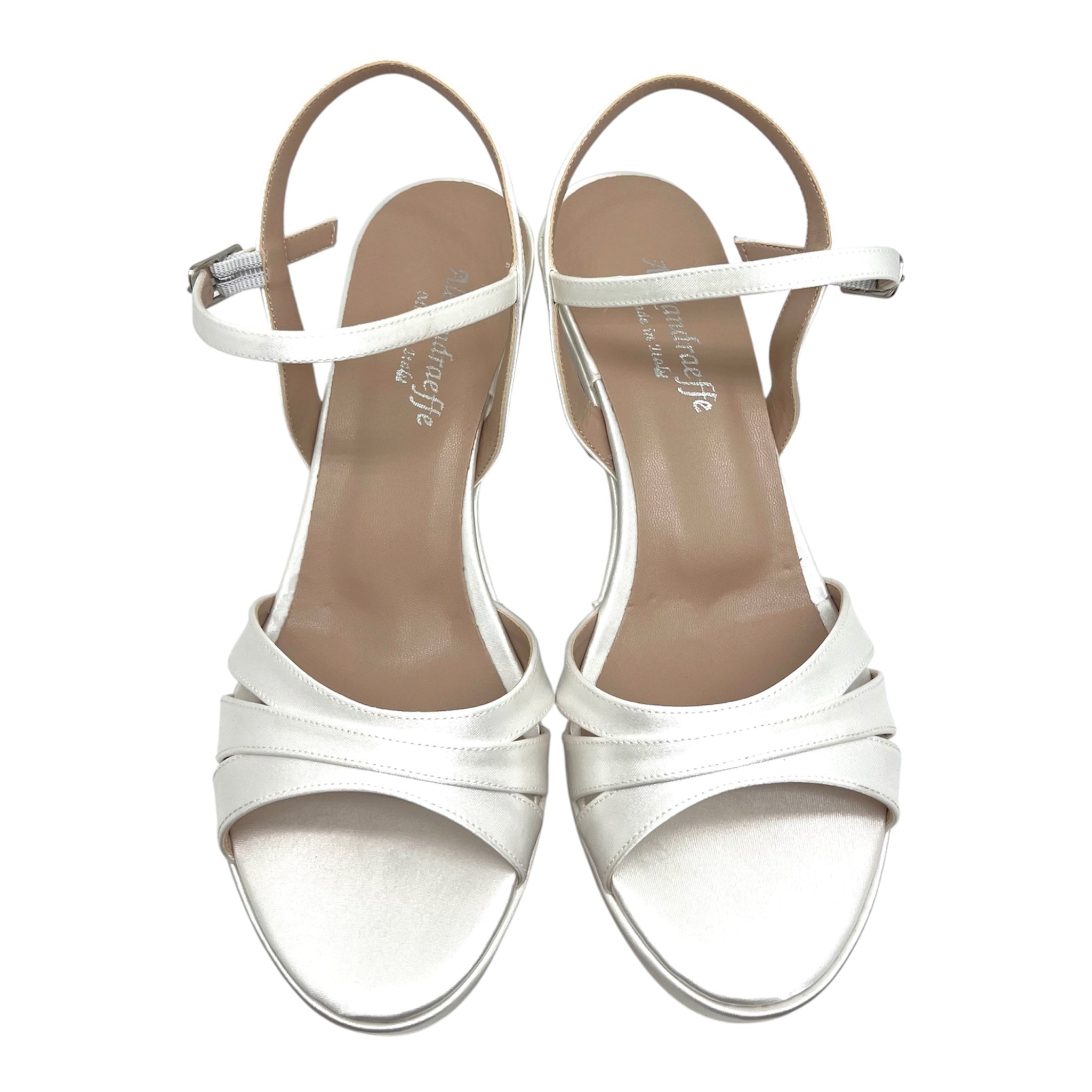 Sandali Sposa Luisa in Raso Bianco seta con Plateau e Tacco Largo - Eleganza e Comfort per il Giorno del Sì