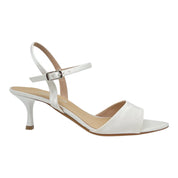 Sandalo sposa raso bianco seta tacco 50 Lilly