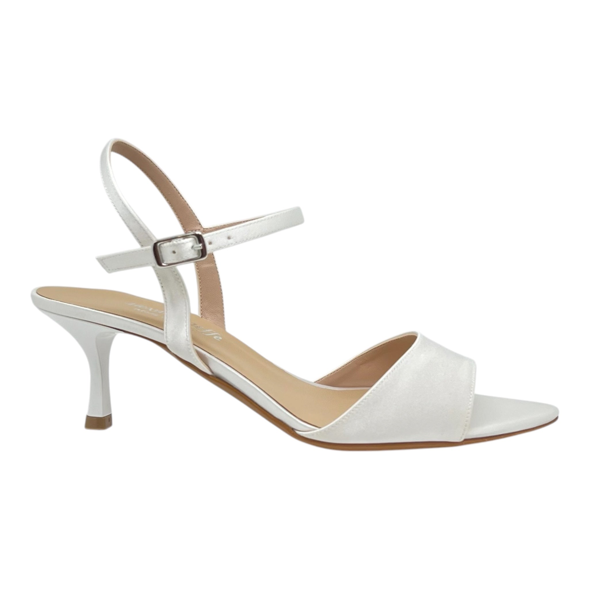 Sandalo sposa raso bianco seta tacco 50 Lilly